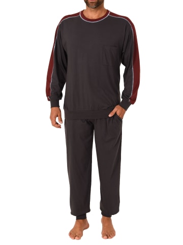 NORMANN langarm Pyjama Schlafanzug Bündchen - 68213 in dunkelgrau