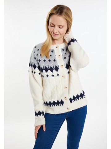 usha BLUE LABEL Strickcardigan in Weiss Mehrfarbig