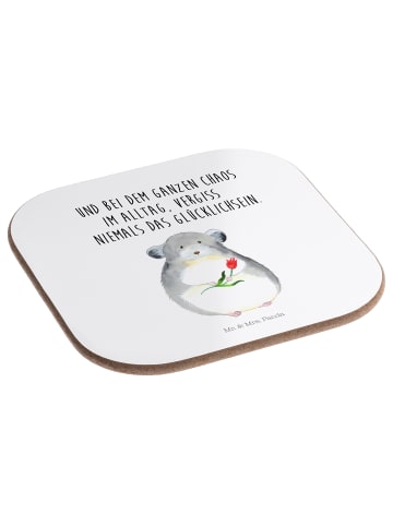 Mr. & Mrs. Panda Untersetzer für Gläser Chinchilla Blume mit Spruch in Weiß