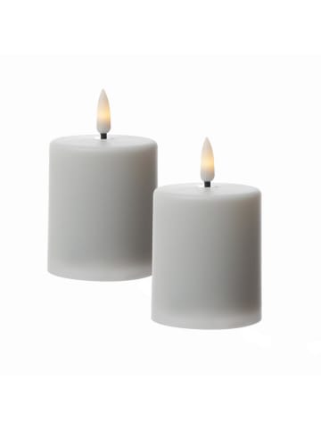 MARELIDA 2x LED Mini Kerze Grabkerze für Laternen Timer Sensor H: 10cm in weiß