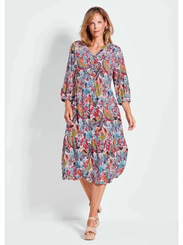 GOLDNER Kurzgröße: Midikleid, Allover-Print, V-Ausschnitt in bunt / gemustert