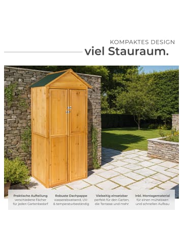 tectake Gartenschrank mit Satteldach Kadi 80,5 x 60 x 213,5 cm, braun