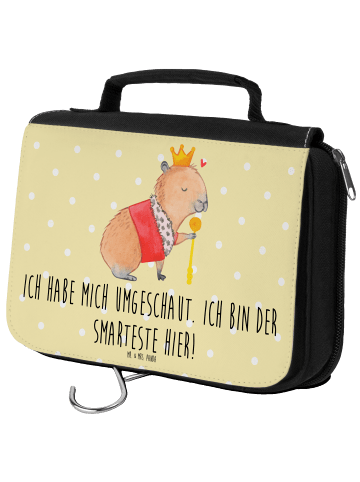 Mr. & Mrs. Panda Kosmetiktasche Capybara König mit Spruch in Gelb Pastell