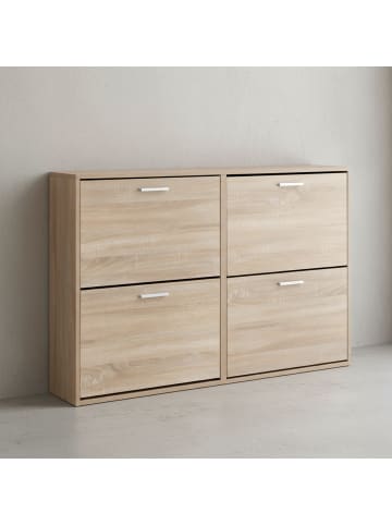KADIMA DESIGN Schuhschrank NIDDA aus Holz, zeitloses Design, große Ablagefläche in Beige