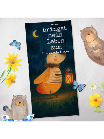 Mr. & Mrs. Panda Badehandtuch Glühwürmchen Design mit Spruch in Weiß