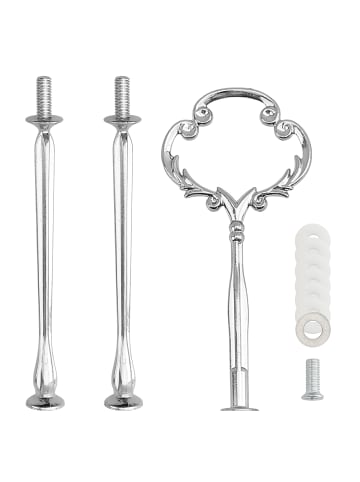 Home Nature Wohnkonzept Etageren Stangen 3-stöckig in Silber 5 Stück 347x127x120 mm