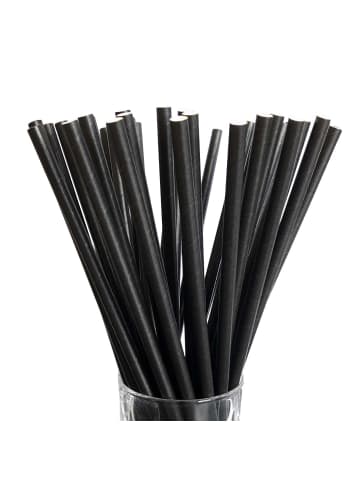LUXENTU 100er Set Papier-Trinkhalme Jumbo 20 cm in Schwarz