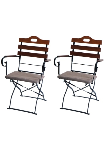 MCW 2x Biergartenstuhl J40, Braun, Polster hellbraun