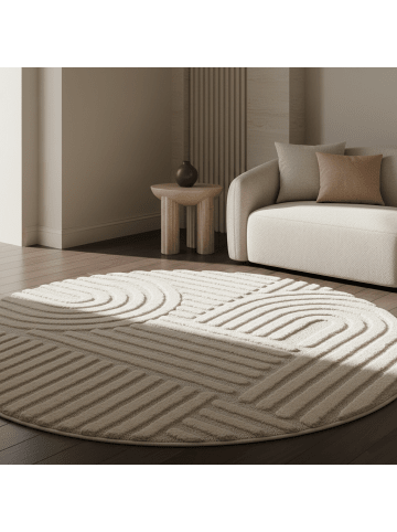 KADIMA DESIGN Teppich 3D Waschbar Skandinavischer Boho RIGI Strapazierfähig in Creme
