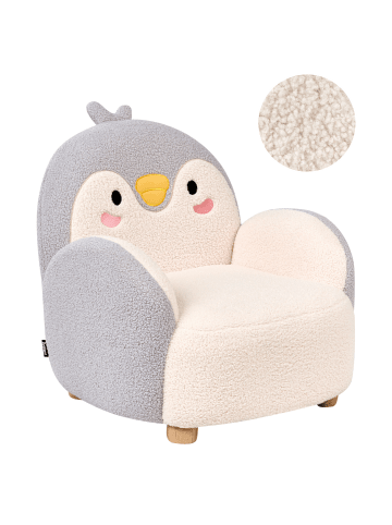 Beliani Kindersessel FYN in Grau/Weiß/Braun - (W) 50 x (H) 60 x (L) 55 cm