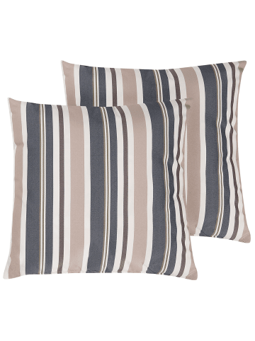 Beliani 2er-Set Gartenkissen KASTOS in Bunt/Braun/Blau