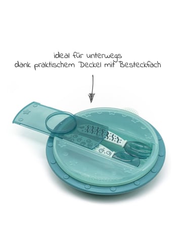 MiaMia Babyteller zum Mitnehmen inkl. Besteck 2er Pack - Grün in gruen,rosa