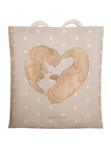 Mr. & Mrs. Panda Tasche Otter Herz ohne Spruch in Grau Pastell