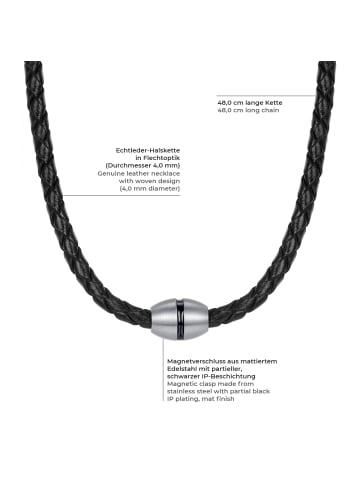 True Rebels Leder-Kette aus Echtleder in schwarz