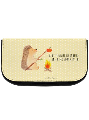 Mr. & Mrs. Panda Kulturbeutel Igel Grillen mit Spruch in Gelb Pastell