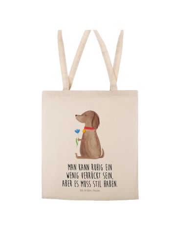 Mr. & Mrs. Panda Tragetasche Hund Blume mit Spruch in Creme