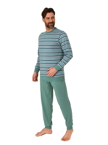 NORMANN Langarm Schlafanzug Pyjama Bündchen Streifen - 86172 in blau