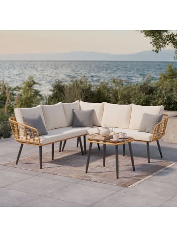 home24 Loungeset Tibella 4-teilig in Braun / Beige