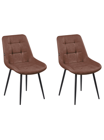 Beliani 2er-Set Esszimmerstuhl MELROSE in Braun/Schwarz