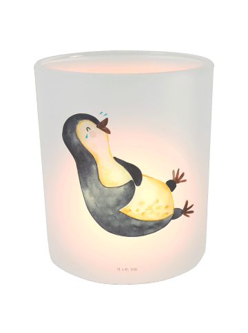Mr. & Mrs. Panda Glas Windlicht Pinguin Lachen ohne Spruch in Transparent