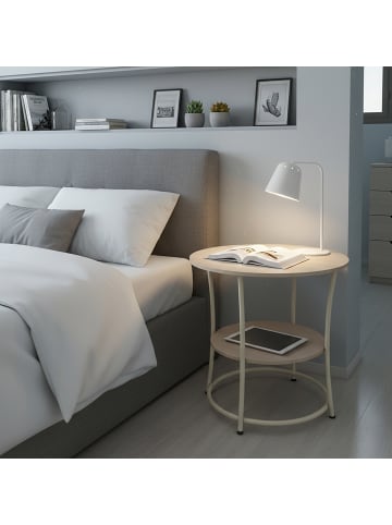 relaxdays Beistelltisch in Natur/ Creme - (H)55 x Ø 55 cm