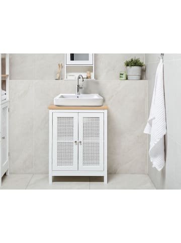 Beliani Waschbeckenunterschrank ALAMOS in Weiß/Braun - (W) 60 x (H) 75 x (L) 30 cm