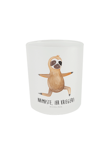 Mr. & Mrs. Panda Kerzenhalter klein Faultier Yoga mit Spruch in Transparent