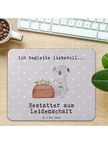 Mr. & Mrs. Panda Mauspad Bestatter Leidenschaft mit Spruch in Grau Pastell