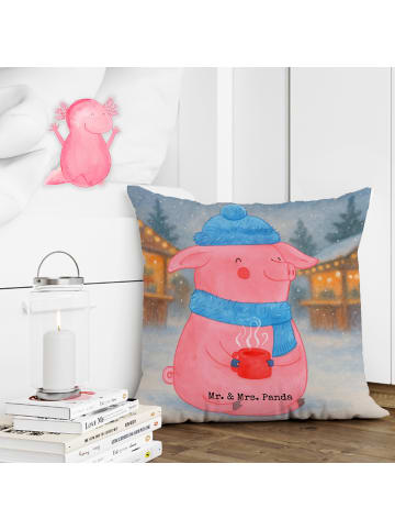 Mr. & Mrs. Panda Dekokissen Schwein Glühwein Design ohne Spruch in Weiß