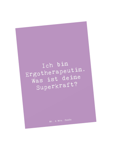 Mr. & Mrs. Panda Postkarte Spruch Super Ergotherapeutin mit Spruch in Lavendeltraum