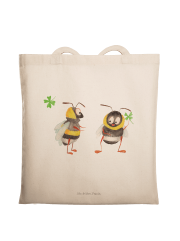 Mr. & Mrs. Panda Tote Bag Hummeln Kleeblatt ohne Spruch in Creme