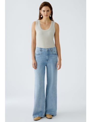 Oui Viskose Tank Top mit Glanzgarn in Light Stone