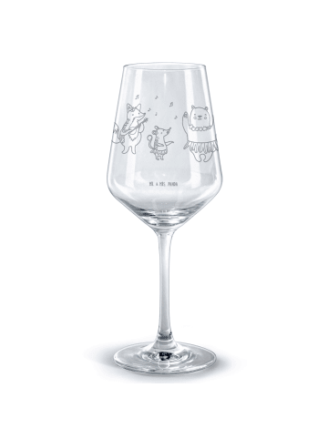Mr. & Mrs. Panda Rotweinglas mit Gravur Waldtiere Aloha ohne Spruch in Transparent