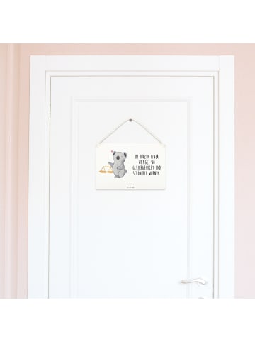 Mr. & Mrs. Panda Schild Waage Astrologie mit Spruch in Weiß