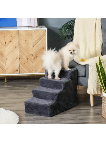 Pawhut Hundetreppe Dunkelgrau 60L x 35B x 44H cm