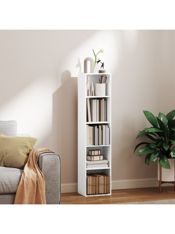 HOMCOM Bücherregal-30L x 24B x 133,5H cm-Weiß