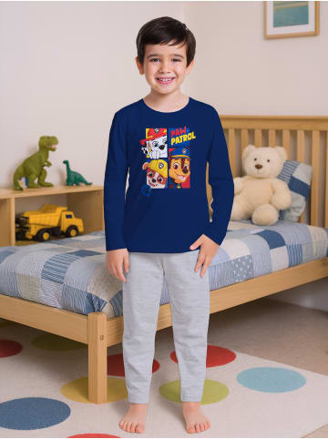 Paw Patrol Paw Patrol Schlafanzug Pyjama Set Langarm Oberteil mit Hose in blau