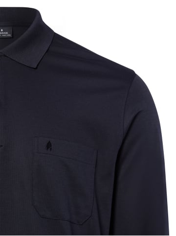 Ragman Langarm-Poloshirt - bügelleicht in marine - 0016