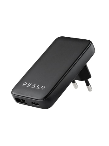 Qualo QUALO GaN Ultra Slim USB-A Wandladegerät USB-C PD 45W schwarz