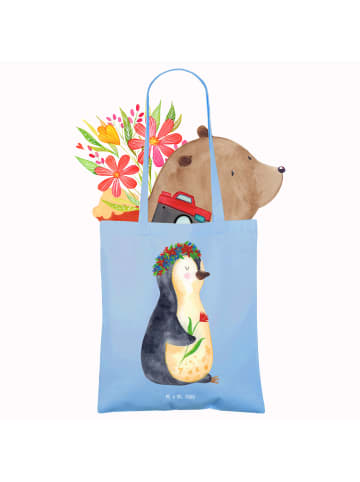 Mr. & Mrs. Panda totebag Pinguin Blumen ohne Spruch in Sky Blue