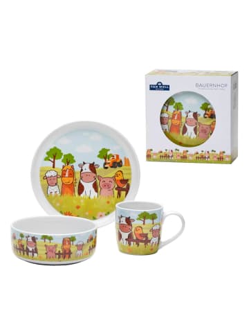 VAN WELL 3er Set Kindergeschirr Set Bauernhof in bunt
