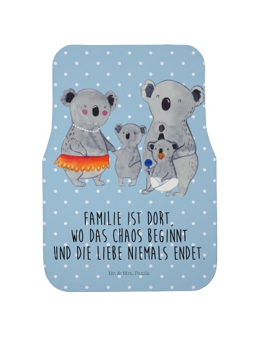 Mr. & Mrs. Panda Fahrer Autofußmatte Koala Familie mit Spruch in Blau Pastell