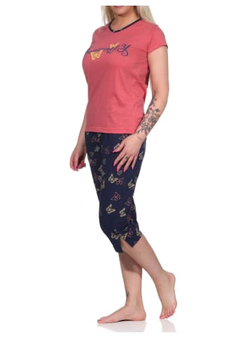 NORMANN kurzarm Capri Schlafanzug Pyjama Schmetterling - 72648 in rot