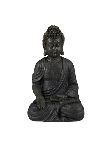 relaxdays Buddha Figur in Dunkelgrau - (H)30 cm