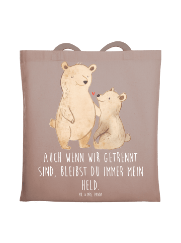 Mr. & Mrs. Panda Tote Bag Trennung von den Eltern Held mit Spruch in Braun Pastell