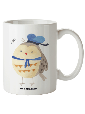 Mr. & Mrs. Panda XL Tasse Eule Matrose ohne Spruch in Weiß
