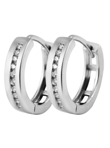 Adeliás Damen Ohrringe – Klappcreole aus 925 Silber mit Zirkonia in silber