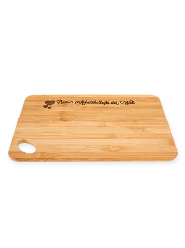 Mr. & Mrs. Panda Frühstücksbrettchen Arbeitskollegin mit Spruch in Braun