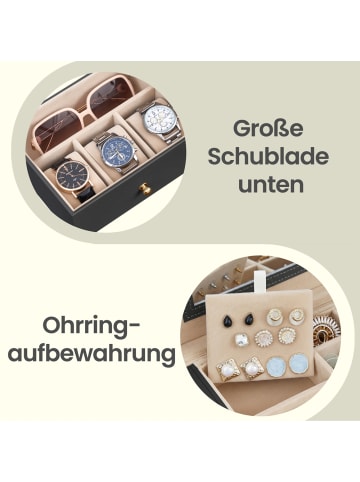SONGMICS Schmuckkasten Bridie in Schwarz - (B)15.6 x (H)32 x (T)26 cm