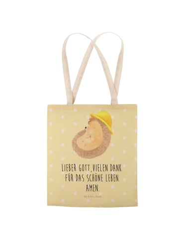 Mr. & Mrs. Panda Tasche Igel Beten mit Spruch in Gelb Pastell